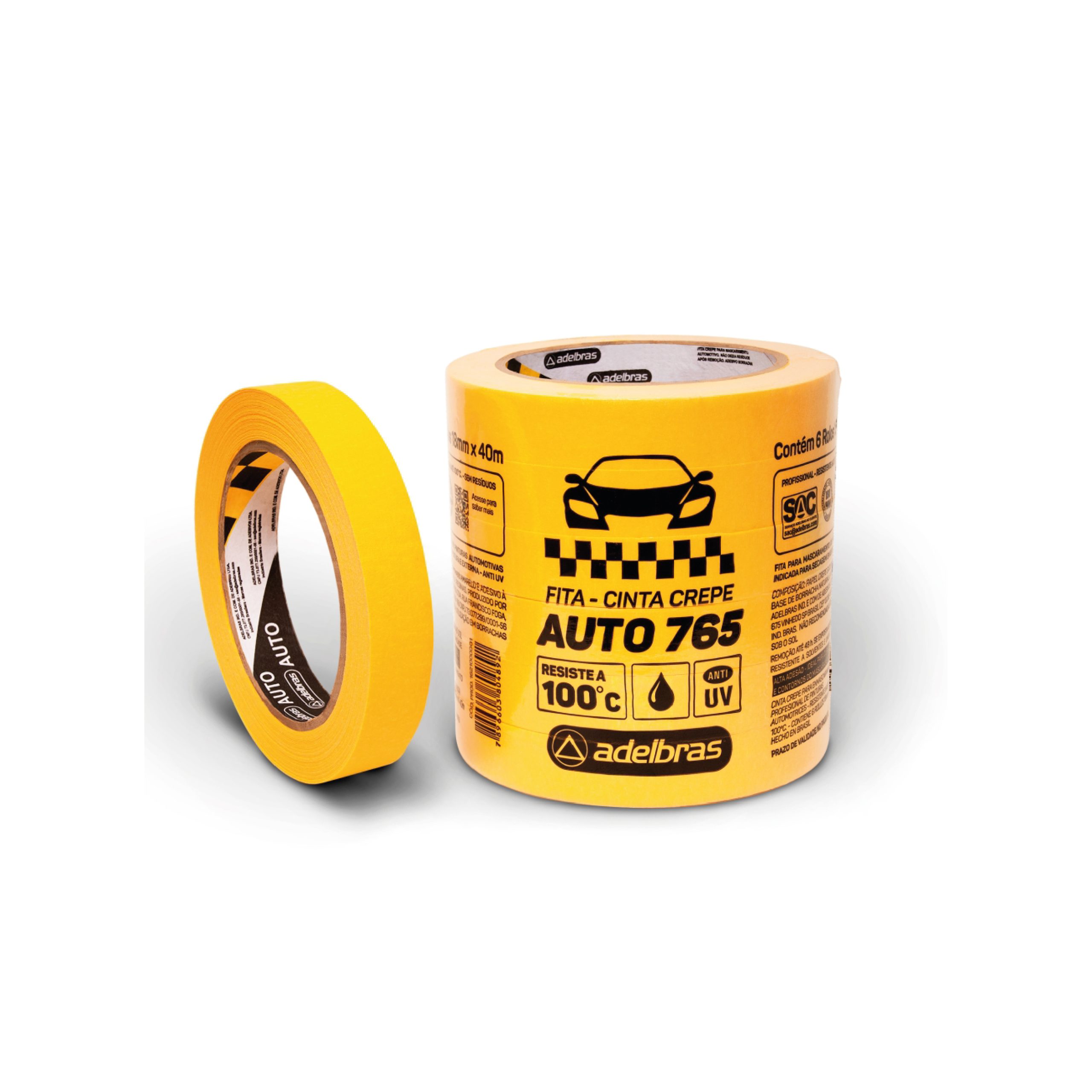 765 CINTA DE CREPÉ AMARILLA AUTOMOTRIZ ANTI UV
